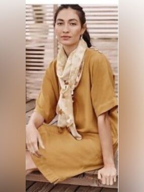 J Jill Linen-like Tunic. 3X. GUC. Mustard Yellow